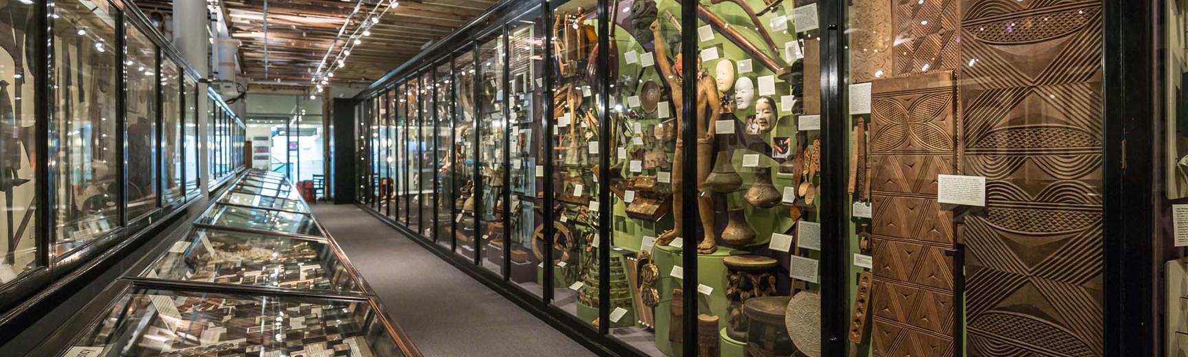 Upper gallery display cases