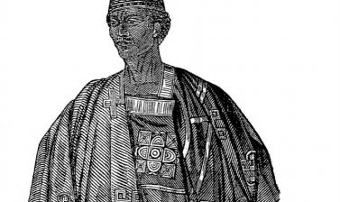 Detail of sketch entitled ‘Costume of a King’ from page 341 of The Illustrated London News for the week ending Friday 28 November 1846.