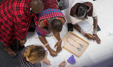 Maasai group visiting the Pitt Rivers Museum 