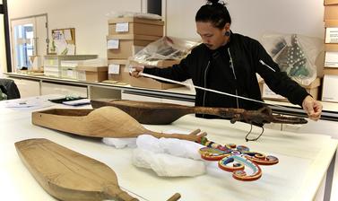 Examining lutes at Pitt Rivers Museum, May 2023