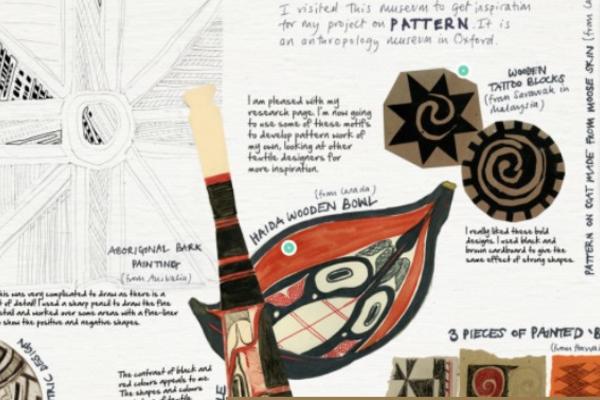 Sketchbook annotated drawings